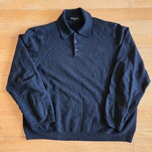 Garret Scott 100% Merino Wool Long Sleeve Polo Mens Size XL Sweater Black